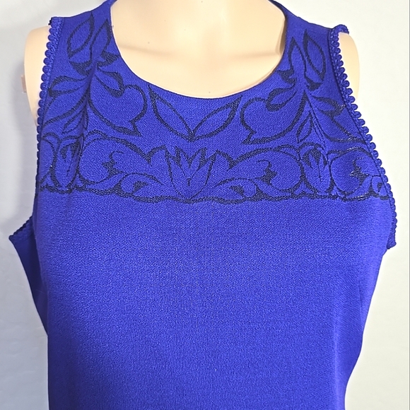 St John Evening Dress Size 8 Purple With Black Pattern Stunning!! - Picture 2 of 13